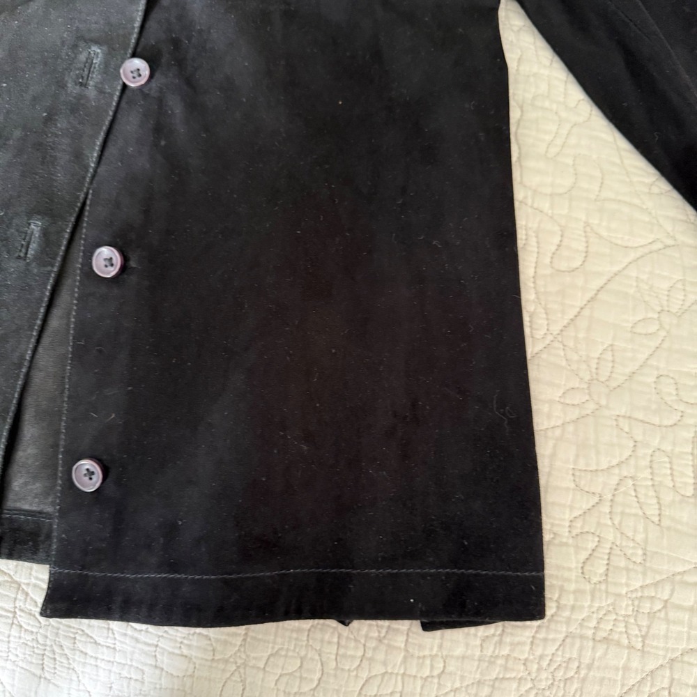INC International Concepts Black Genuine Leather Suede Shirt Jacket M Y2K Grunge - Picture 6 of 10
